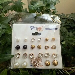 Gold and Silver Earring Set 12 Pairs